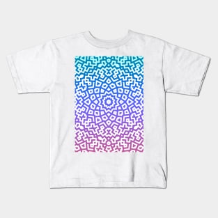 Colorful Geometric Mandala Design Blue Purple Magenta Gradient Kids T-Shirt